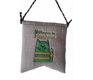 Stickdatei ITH - Wimpel Stab "Willkommen im Miezhaus"